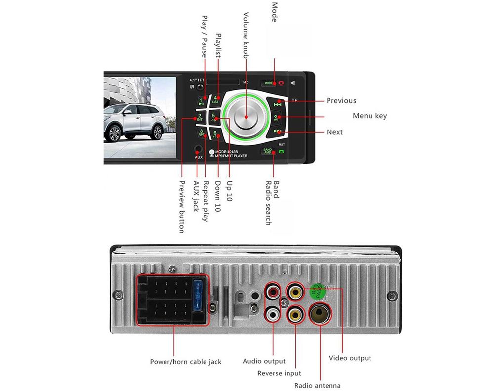 LED display of car Bluetooth stereo with 7 colour backlight