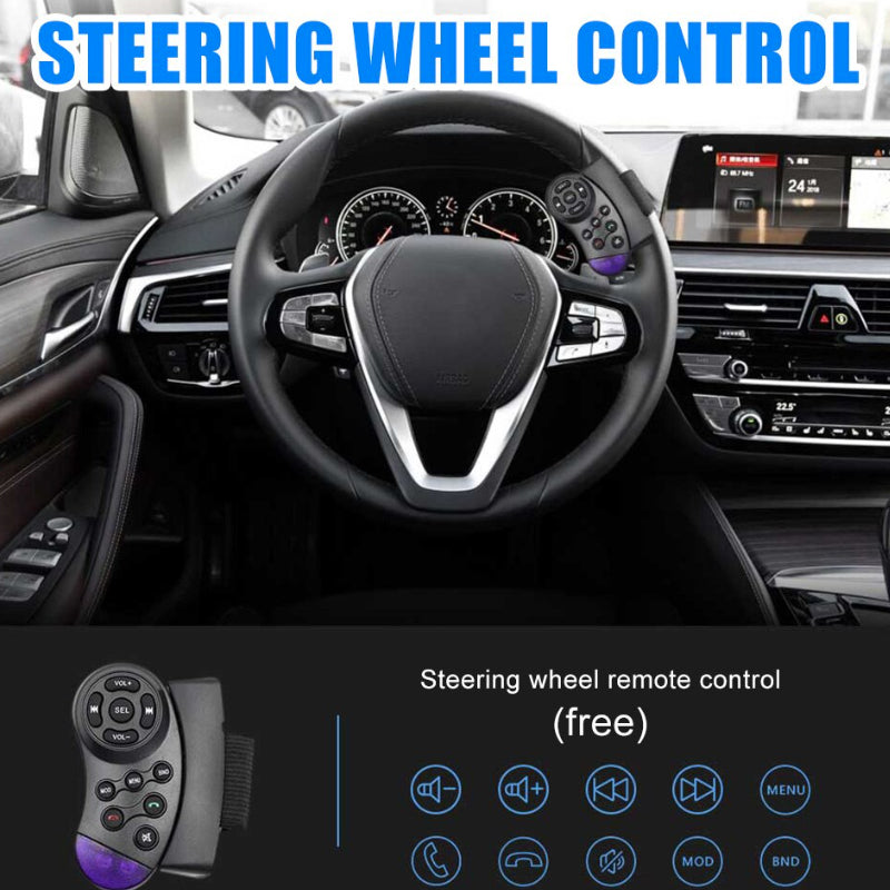 Car Bluetooth stereo showing SD card slot and aux input