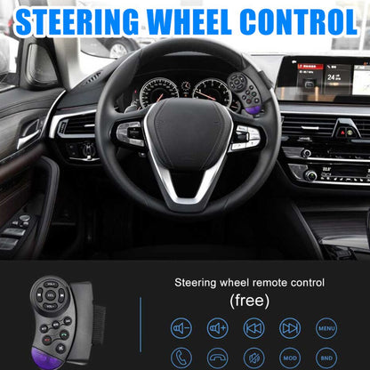 Car Bluetooth stereo showing SD card slot and aux input