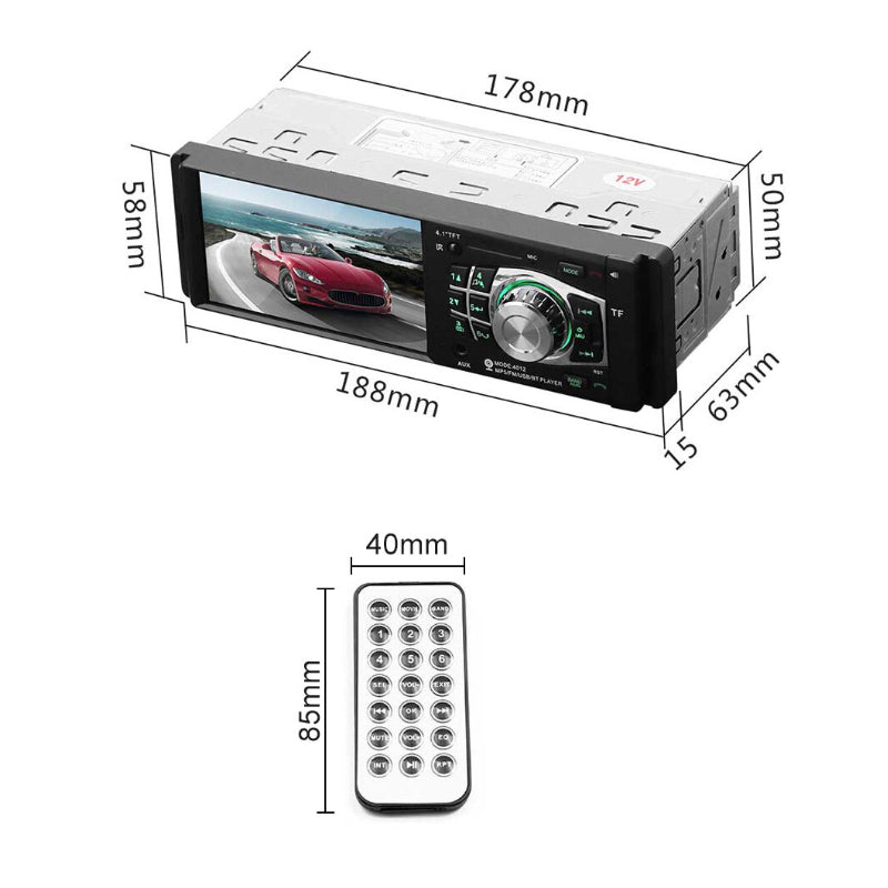 Car Bluetooth stereo showing SD card slot and aux input