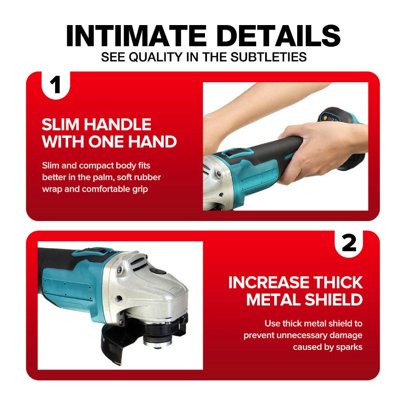 Cordless electric angle grinder with tool-free guard adjustment