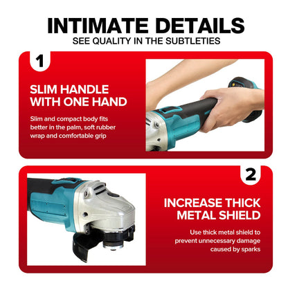 Cordless electric angle grinder with tool-free guard adjustment