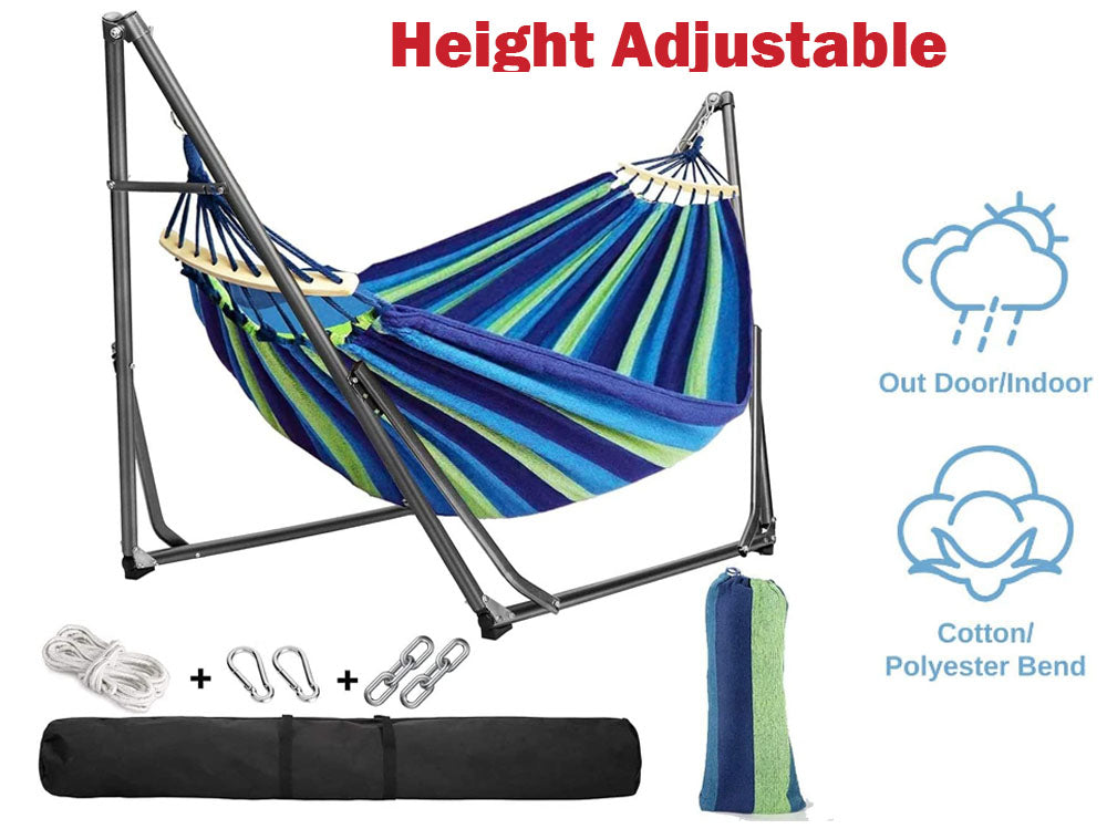 Lightweight garden hammock chair swing being carried for camping