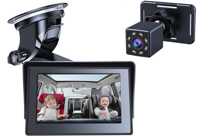 Adjustable camera angle on baby monitor for car use