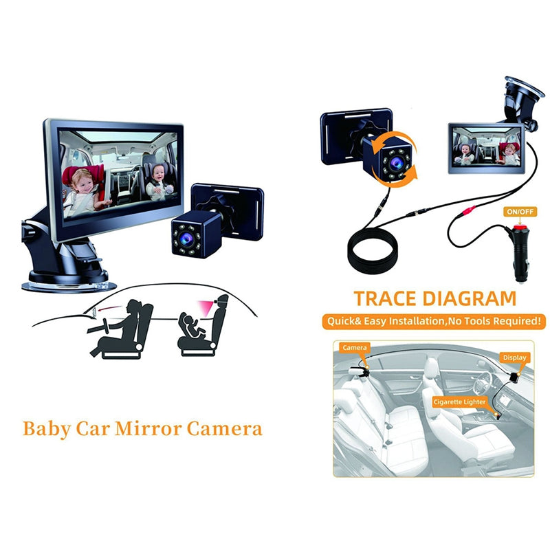 Baby monitor for car with reusable sucker bracket on windscreen