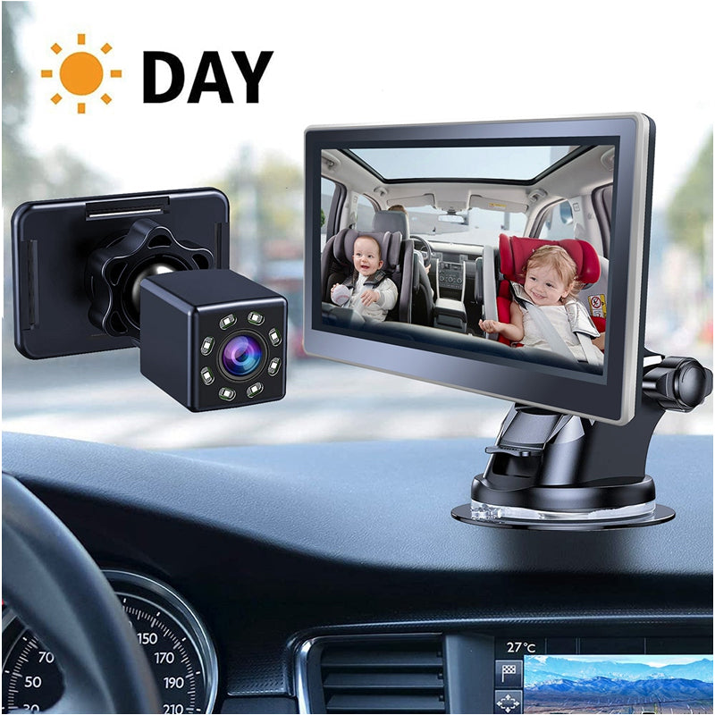 Baby monitor for car with clear view of child in back seat