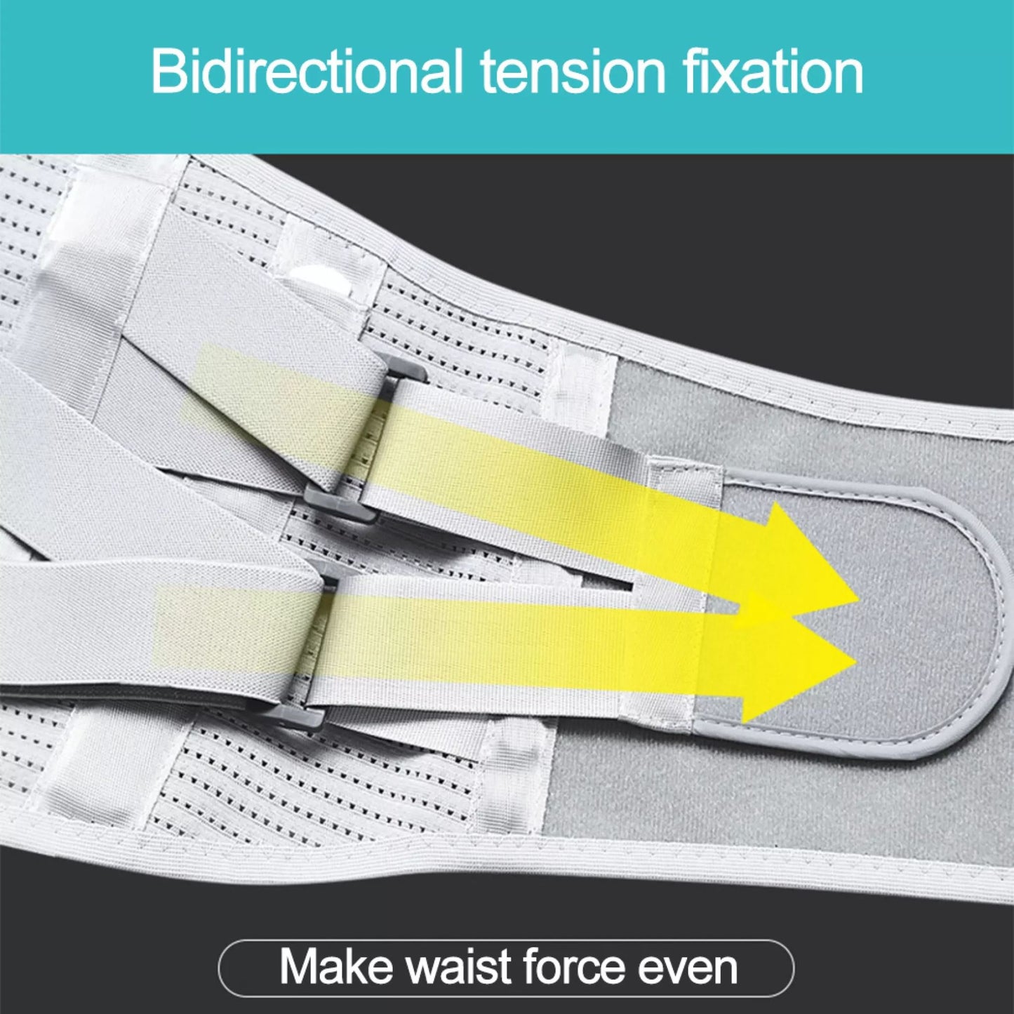 Grey lumbar support belt folded to show thickness
