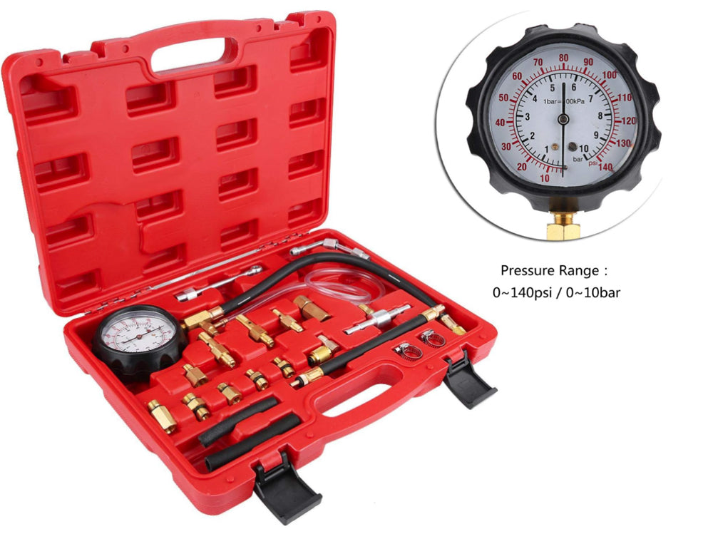 Side angle of fuel pressure tester with pressure relief valve