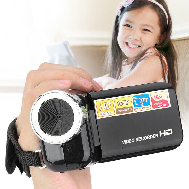 Digital camera 1080p held in hand showing compact size