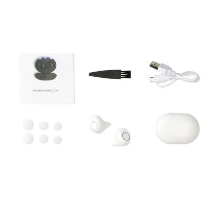 Charging case open with hearing aids inside