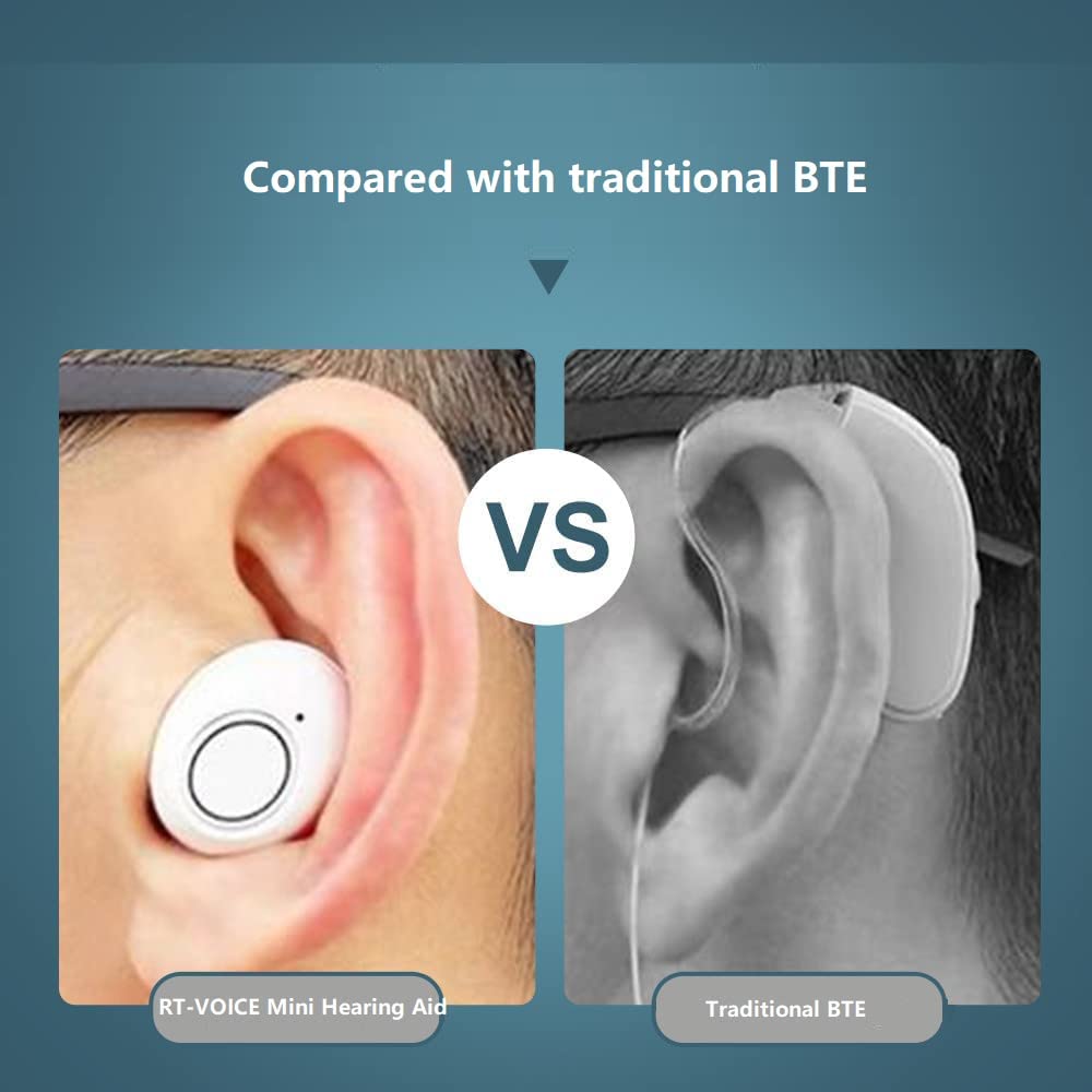 Hearing aids placed next to user manual and cleaning tool
