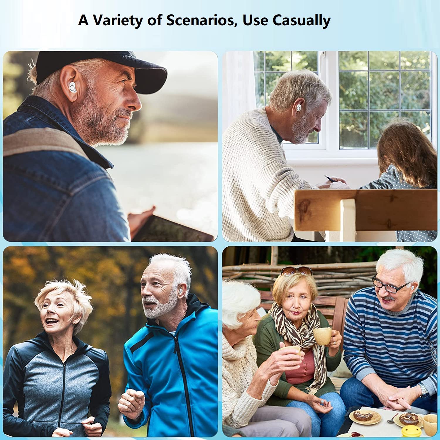 Hearing aids placed next to user manual and cleaning tool