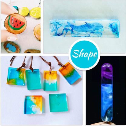 Top view of epoxy resin pigment kit with all colours
