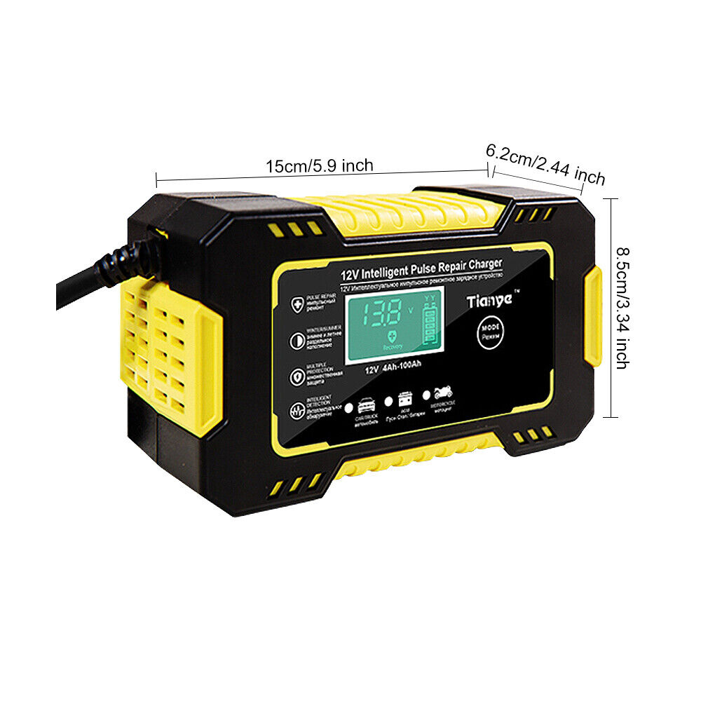 Car battery charger with multiple mode settings visible