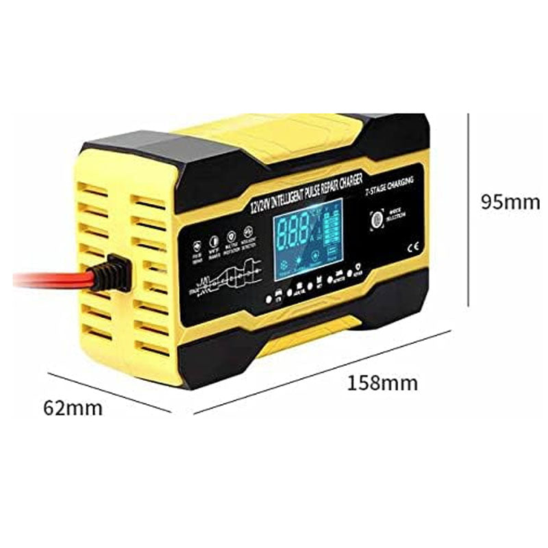 Car battery charger connected to a motorcycle battery