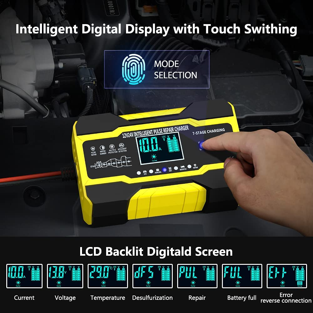 Waterproof car battery charger suitable for outdoor use