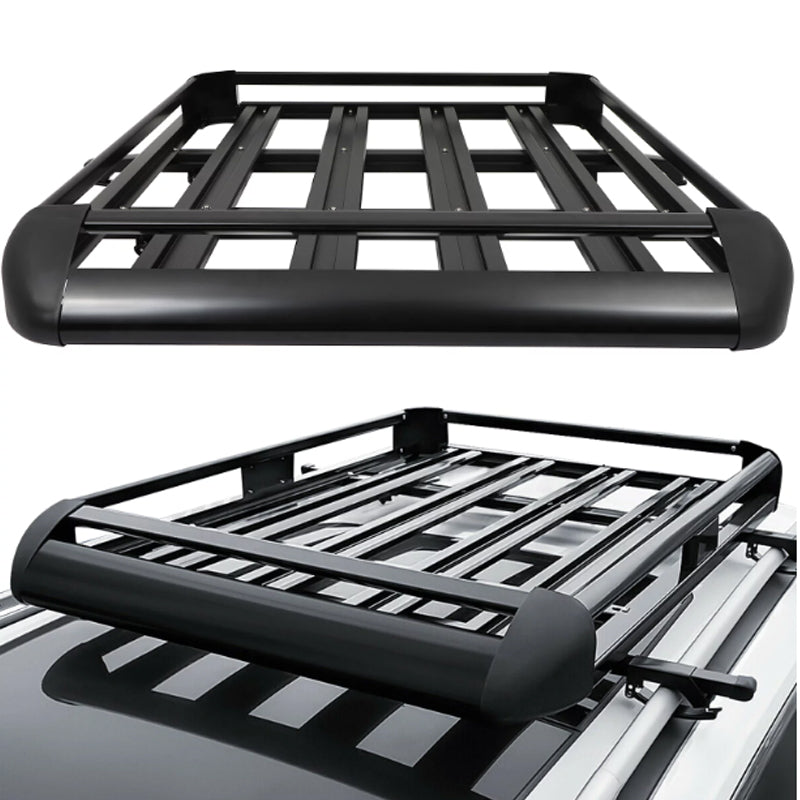 Universal roof rack basket showing assembly points