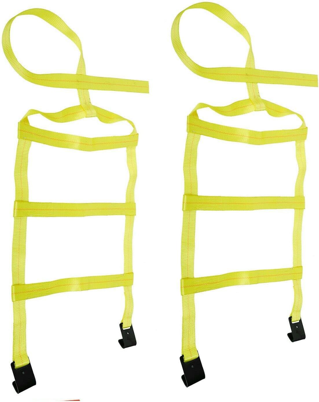Yellow car tire straps tie downs with industrial grade webbing detail