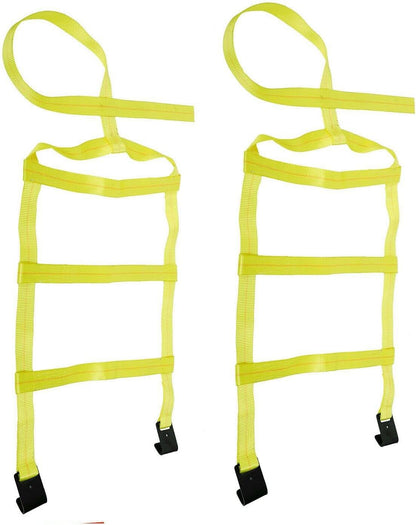 Yellow car tire straps tie downs with industrial grade webbing detail