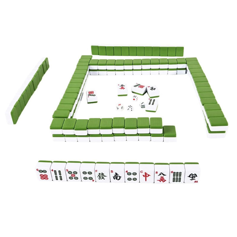 Mahjong Set With Numbers and Characters Green