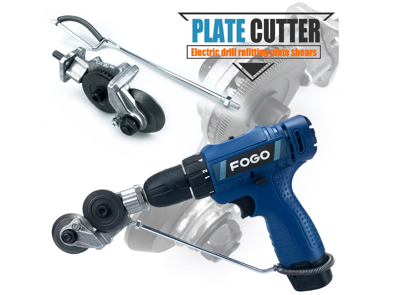 Sheet metal nibbler drill plate cutter with robust metal gear for durability