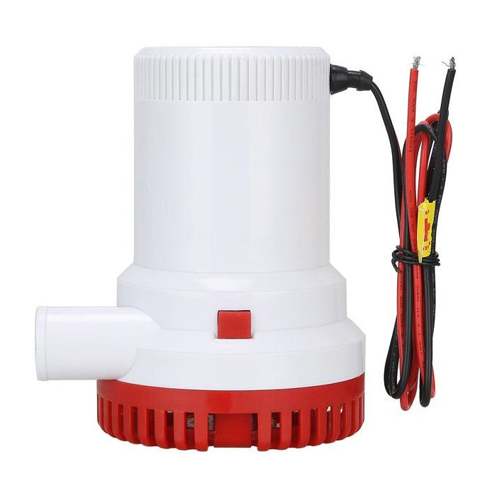 Bilge pump 2000GPH installed in boat hull bilge area