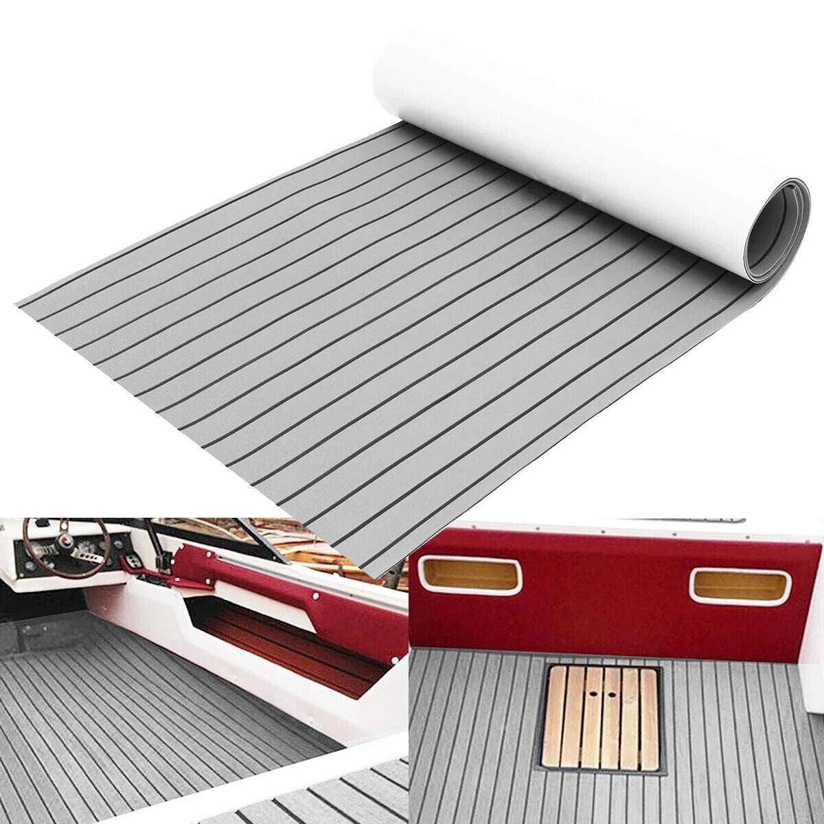 Marine carpet teak boat flooring mat with peel and stick adhesive backing