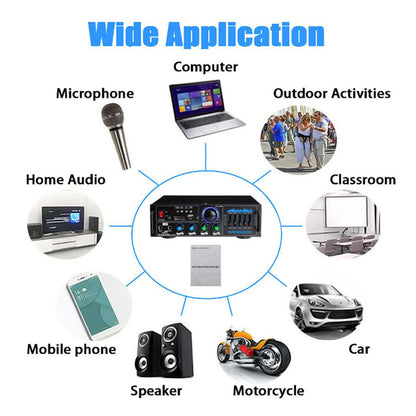 Top view of stereo HiFi amplifier showing input ports