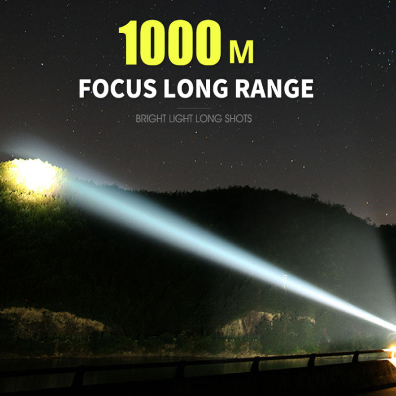 Compact size LED hunting torch next to charging cable