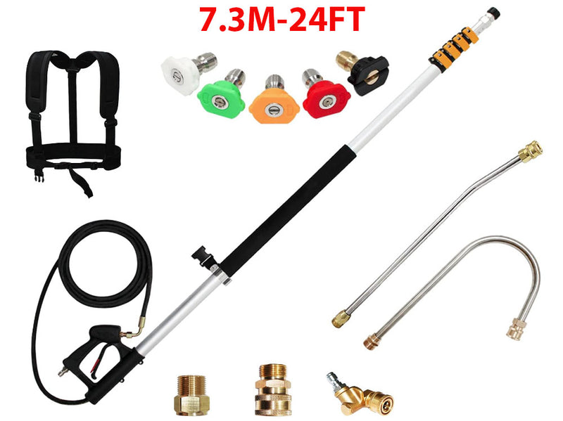 7.3m Telescoping Wand Pressure Washer Pole with Harness