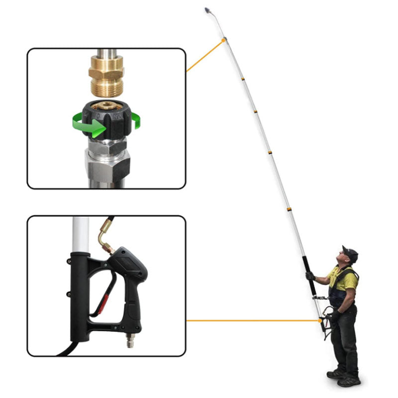 6.2m Telescoping Wand Pressure Washer Pole with Harness