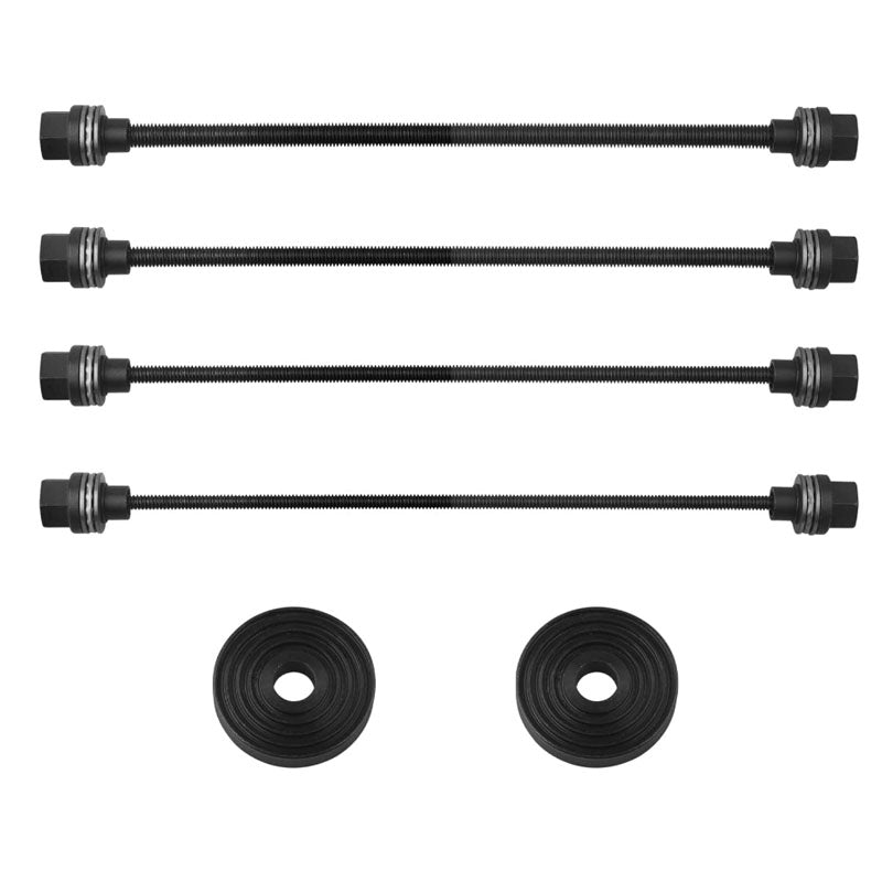 Close up of hardened steel pull spindles with nuts