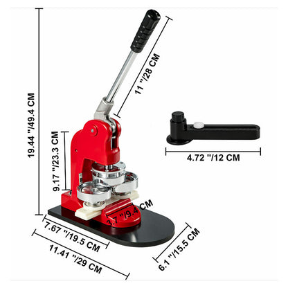 Button maker machine with included circle cutter on side