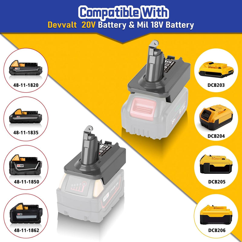 Milwaukee to Dyson V6 Battery Adapter Converter