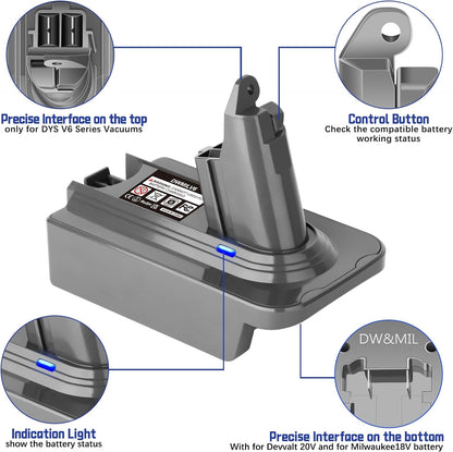 Milwaukee to Dyson V6 Battery Adapter Converter