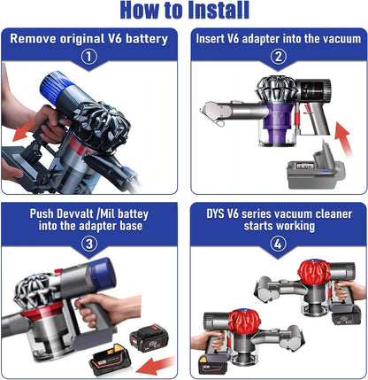 Milwaukee to Dyson V6 Battery Adapter Converter
