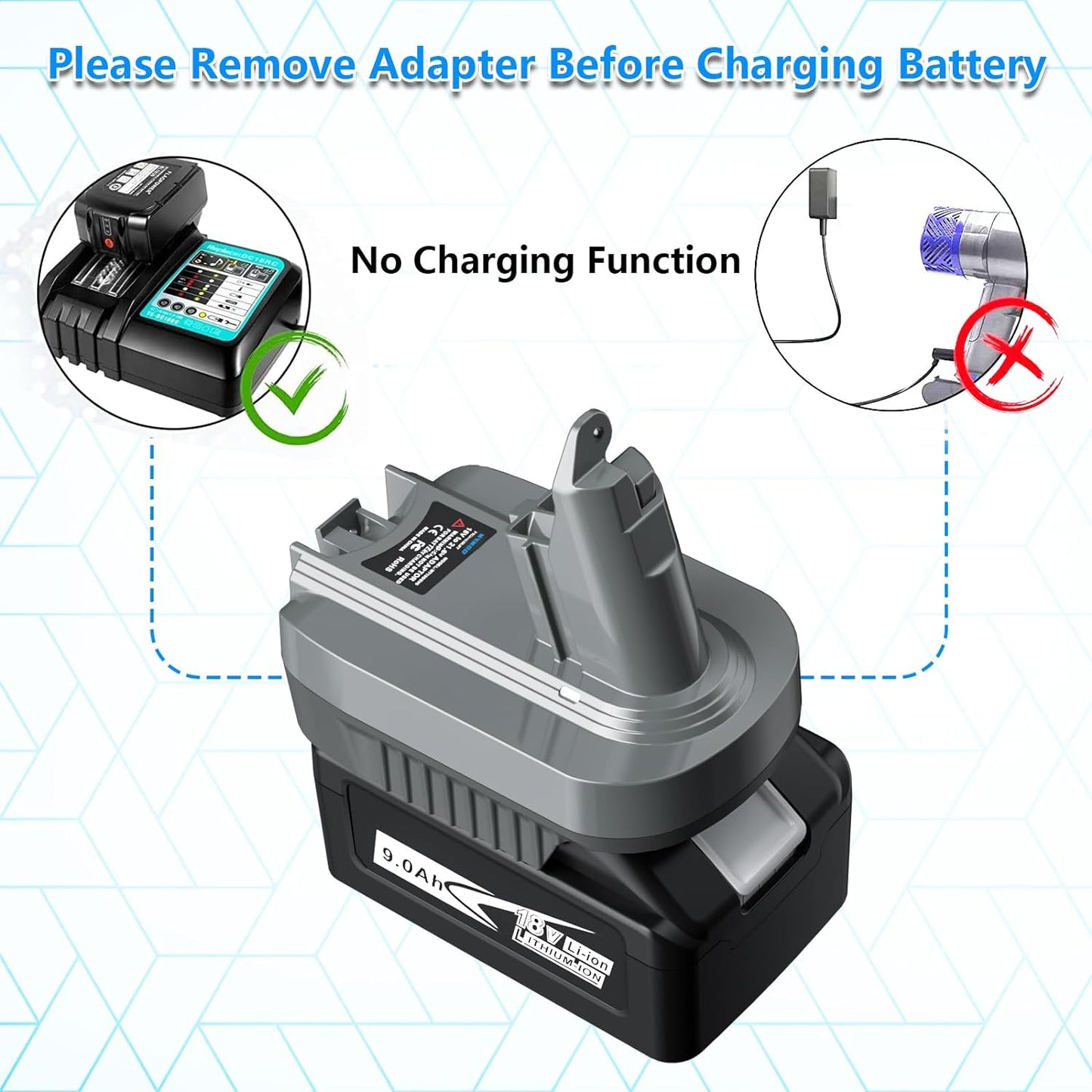 V6 Battery Adapter for Dyson, Converter for Makita 18V Lithium Battery
