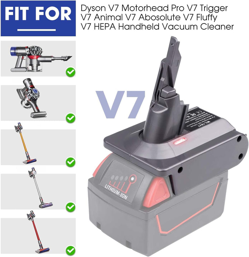 Milwaukee to Dyson Battery V7 / V8 Series Vacuum Cleaner Adapter Converter
