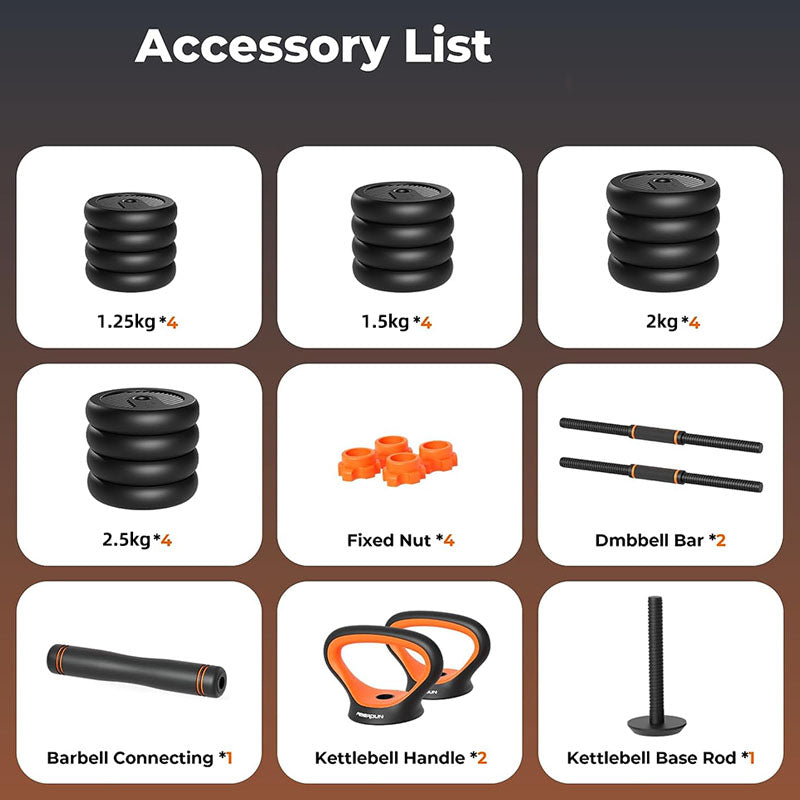 Adjustable dumbbells 30kg connected as barbell for lifting