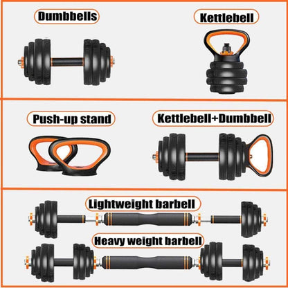 Barbell connector attached to adjustable dumbbells barbell set for quick weight change