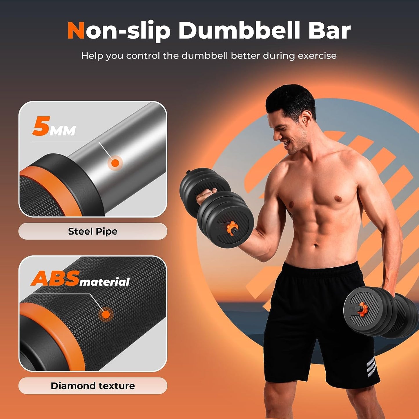 Push-up bars attached to adjustable dumbbells 30kg set