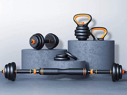 Adjustable dumbbells 30kg weight plates stacked neatly