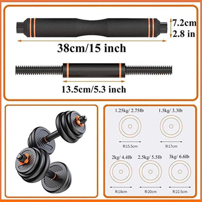 Adjustable dumbbells barbell set 40Kg demonstrating use for leg and arm training