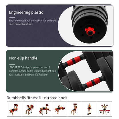 Set of dumbbells with various weight plates included