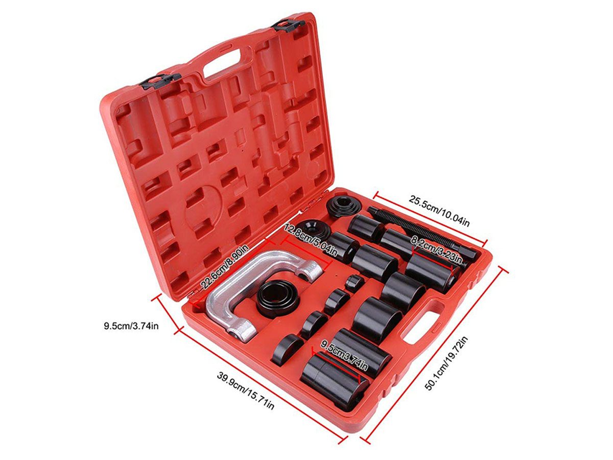 Ball joint tool kit organised inside blow-moulded case