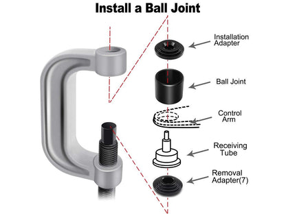 Ball joint tool kit organised inside blow-moulded case