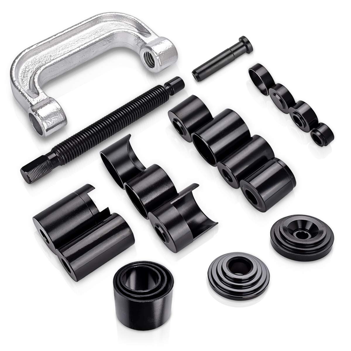 Top view of ball joint repair tool kit components