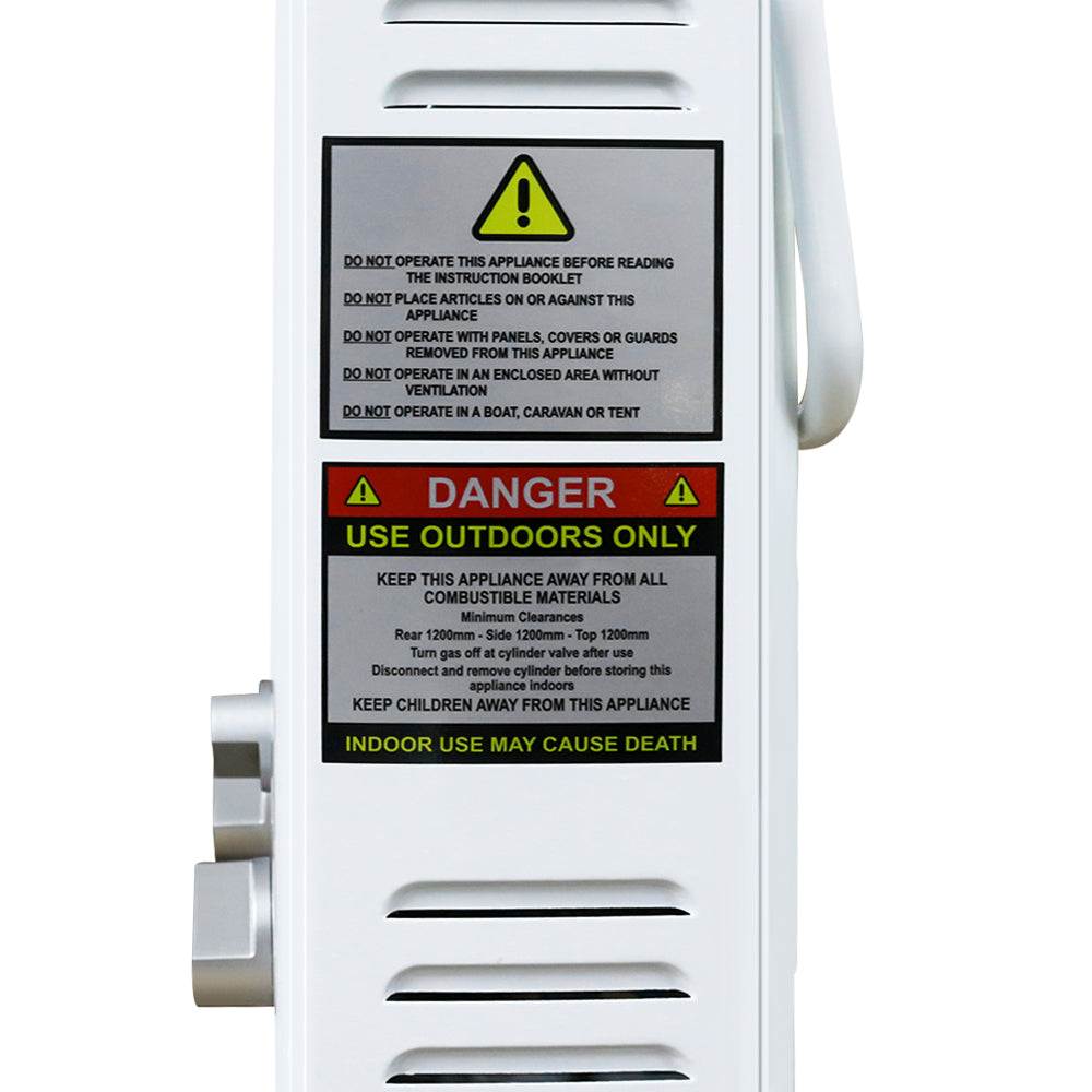 Gas water warmer 8L installed at a campsite outdoor shower