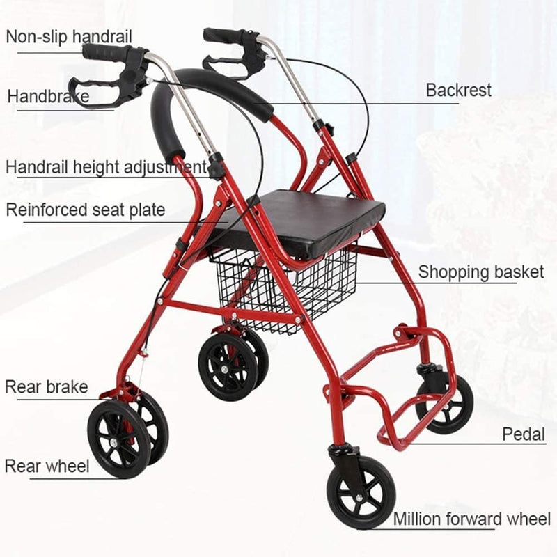 Mobility Walker Rolling Walker with Shopping Basket