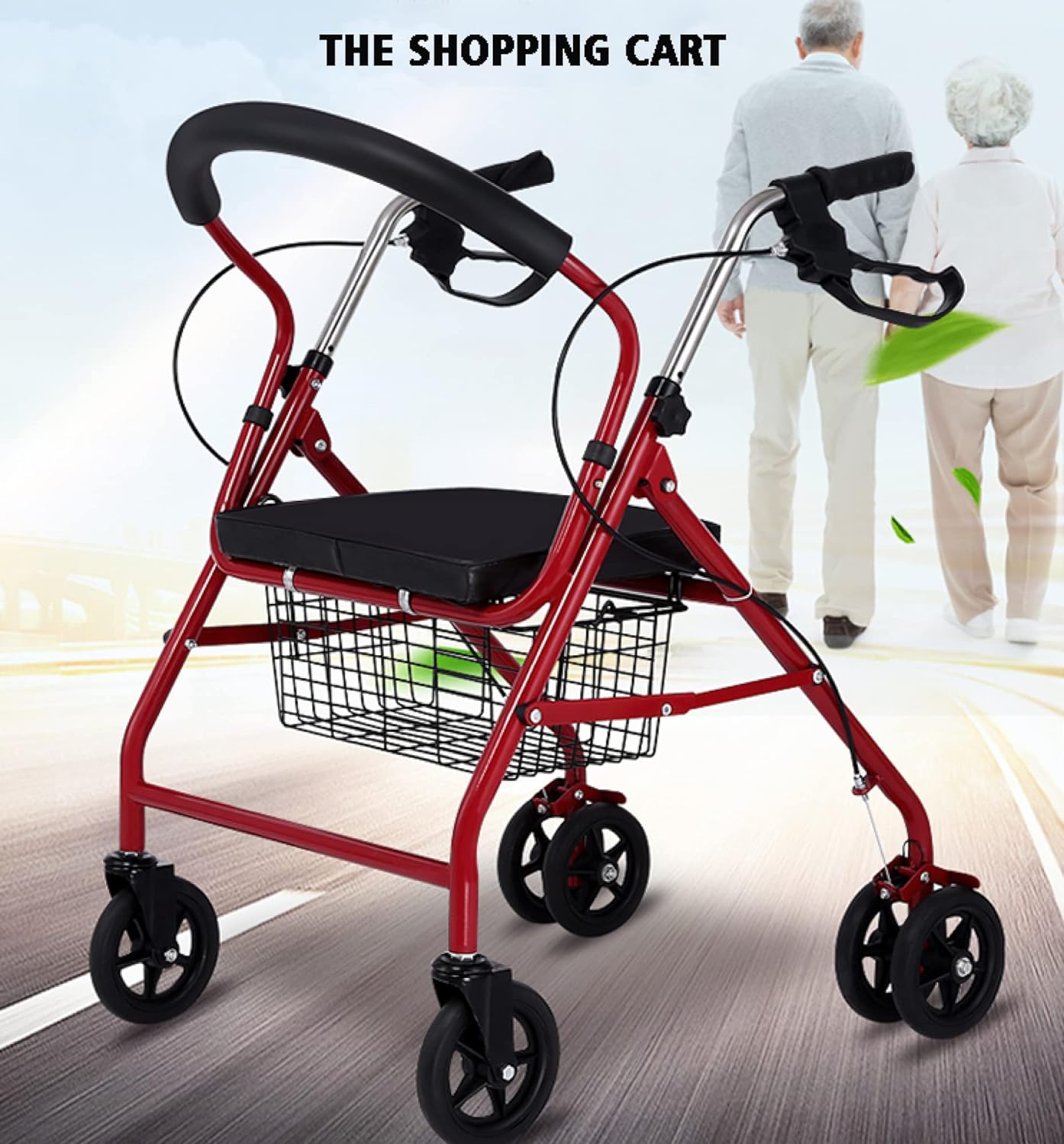 Grip handles on adult walking frame with anti-slip feature